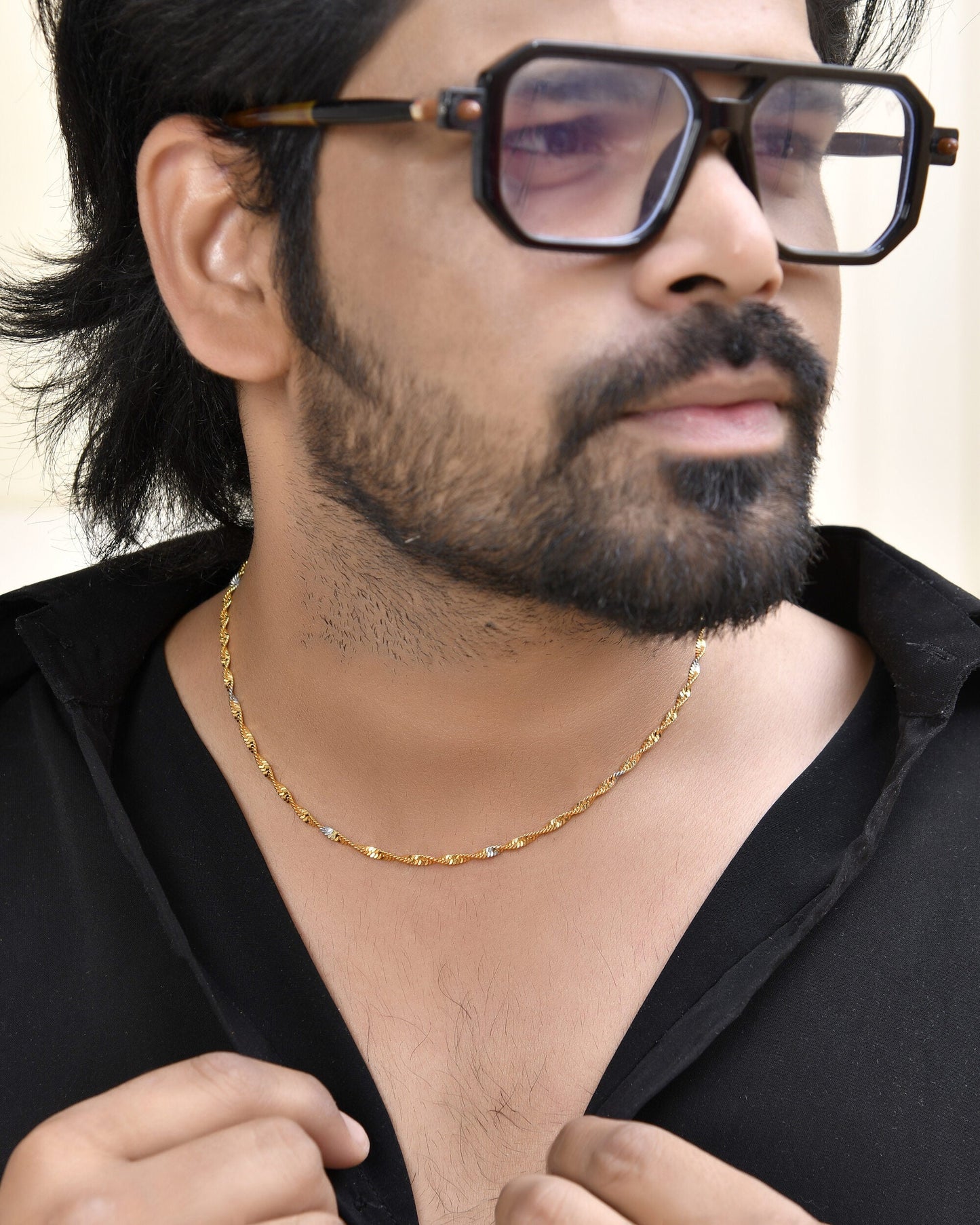 Jewels Nest Elegant Gold-Polished Twisted Brass Chains with Sparkling Silver Accents | Swadesiicart