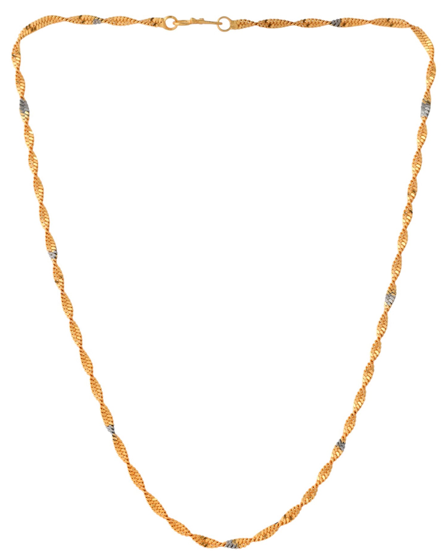 Jewels Nest Elegant Gold-Polished Twisted Brass Chains with Sparkling Silver Accents | Swadesiicart