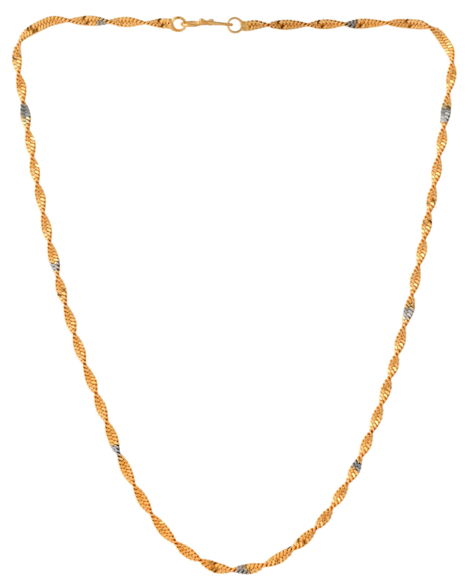 Jewels Nest Elegant Gold-Polished Twisted Brass Chains with Sparkling Silver Accents | Swadesiicart