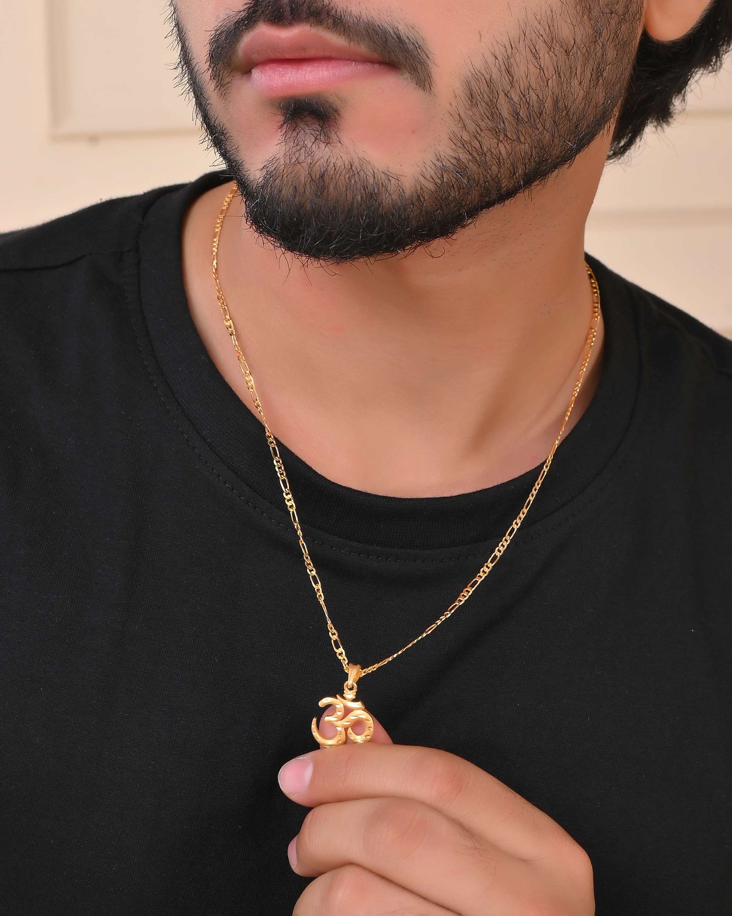 Jewels Nest Gold-Toned Om Pendant Chain for Men & Women | Devotional Lord Shiva Jewelry - Swadesiicart