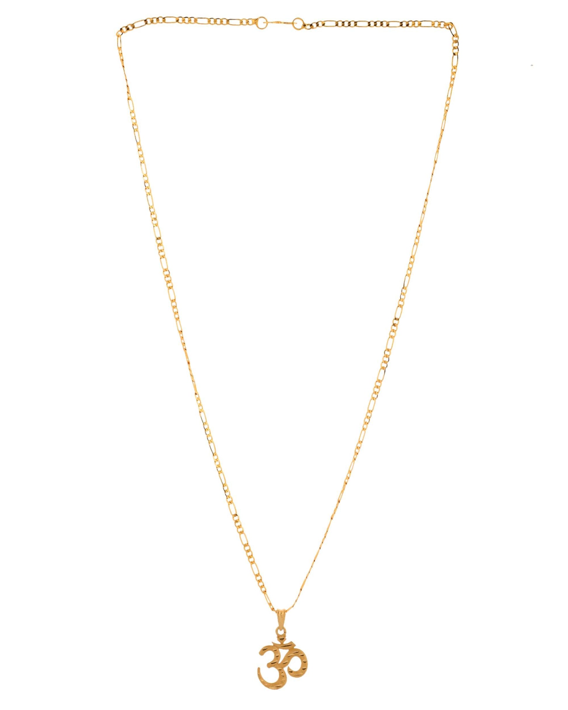 Jewels Nest Gold-Toned Om Pendant Chain for Men & Women | Devotional Lord Shiva Jewelry - Swadesiicart