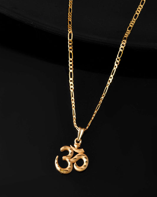 Jewels Nest Gold-Toned Om Pendant Chain for Men & Women | Devotional Lord Shiva Jewelry - Swadesiicart
