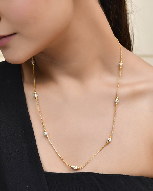 Jewels Nest Elegant Gold-Polished Beaded Chain – Premium Brass Designer Jewelry | Swadesiicart