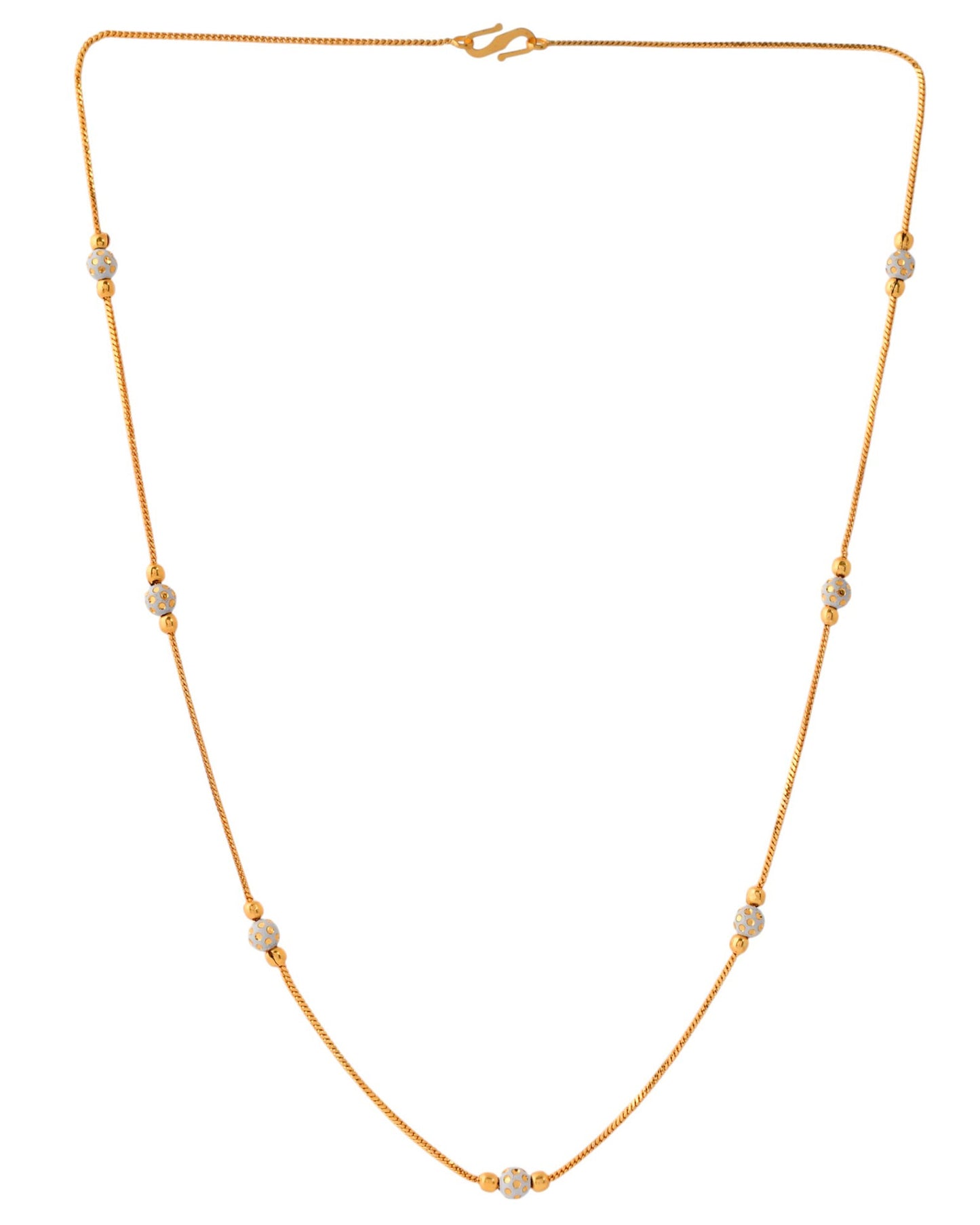 Jewels Nest Elegant Gold-Polished Beaded Chain – Premium Brass Designer Jewelry | Swadesiicart