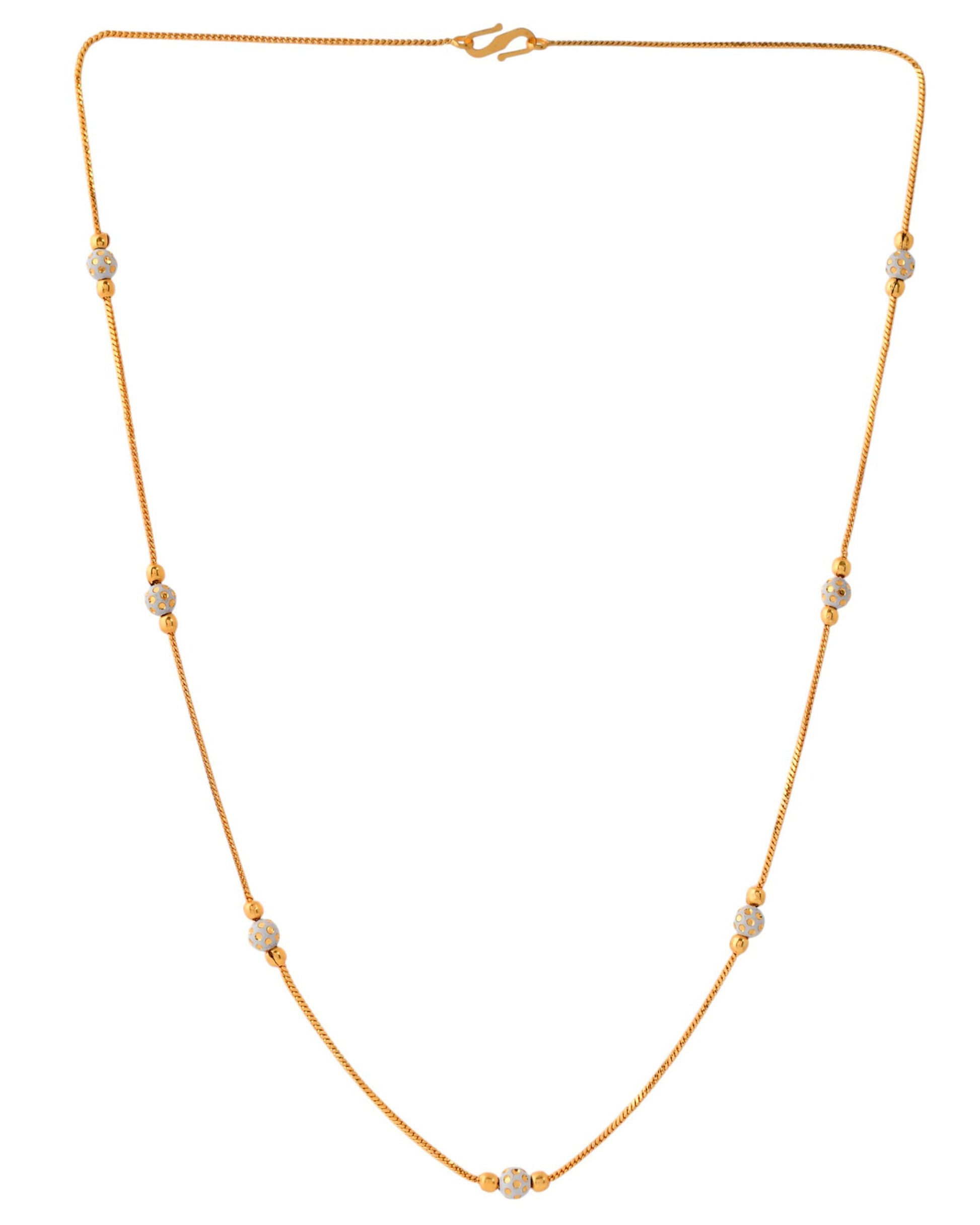 Jewels Nest Elegant Gold-Polished Beaded Chain – Premium Brass Designer Jewelry | Swadesiicart