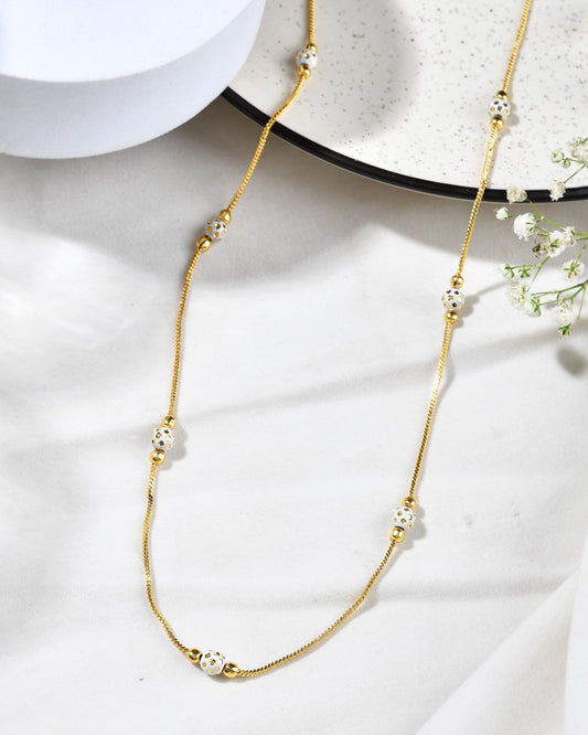 Jewels Nest Elegant Gold-Polished Beaded Chain – Premium Brass Designer Jewelry | Swadesiicart