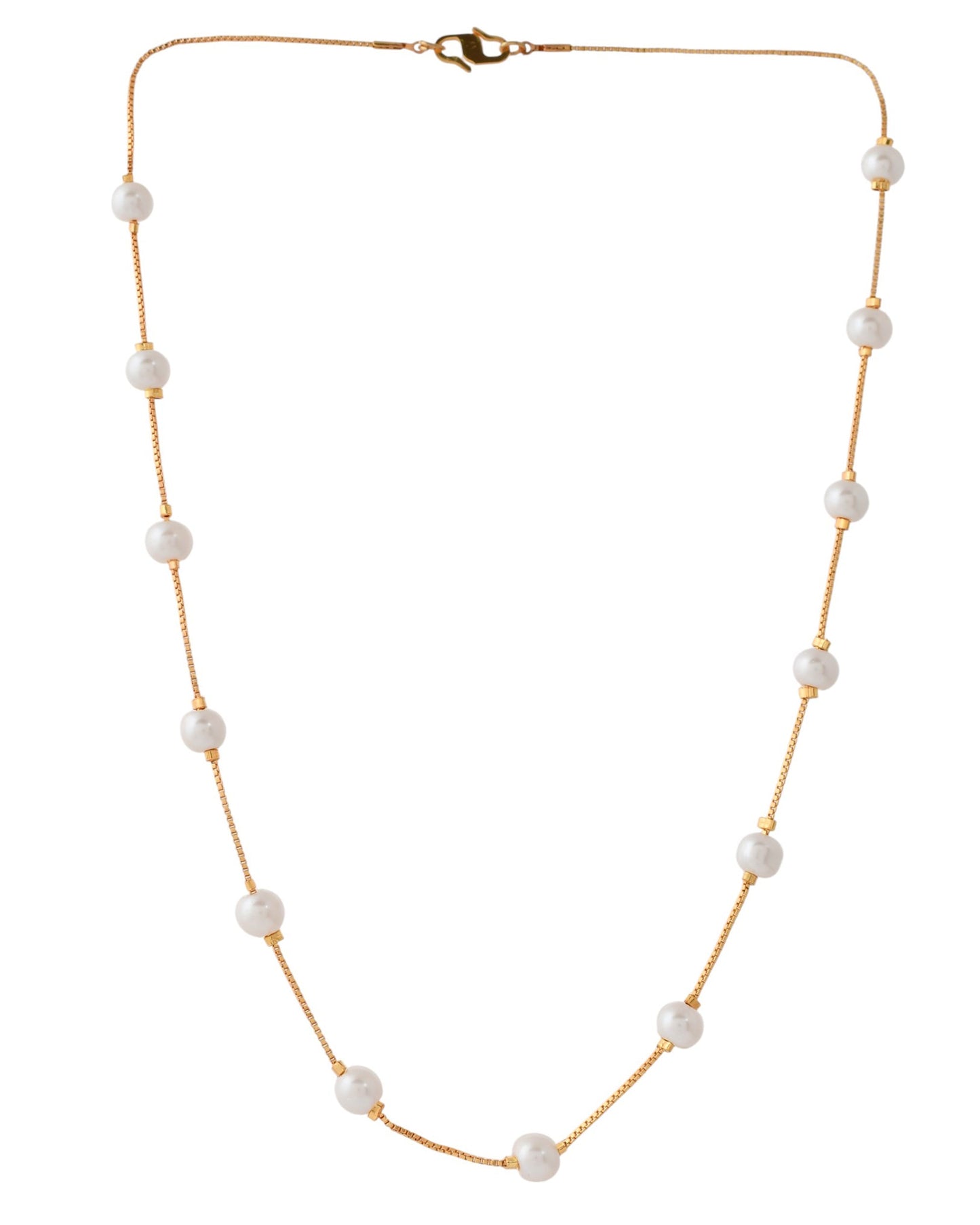 Jewels Nest Elegant Gold-Polished Pearl Chain Necklace – Timeless & Classic | Swadesiicart