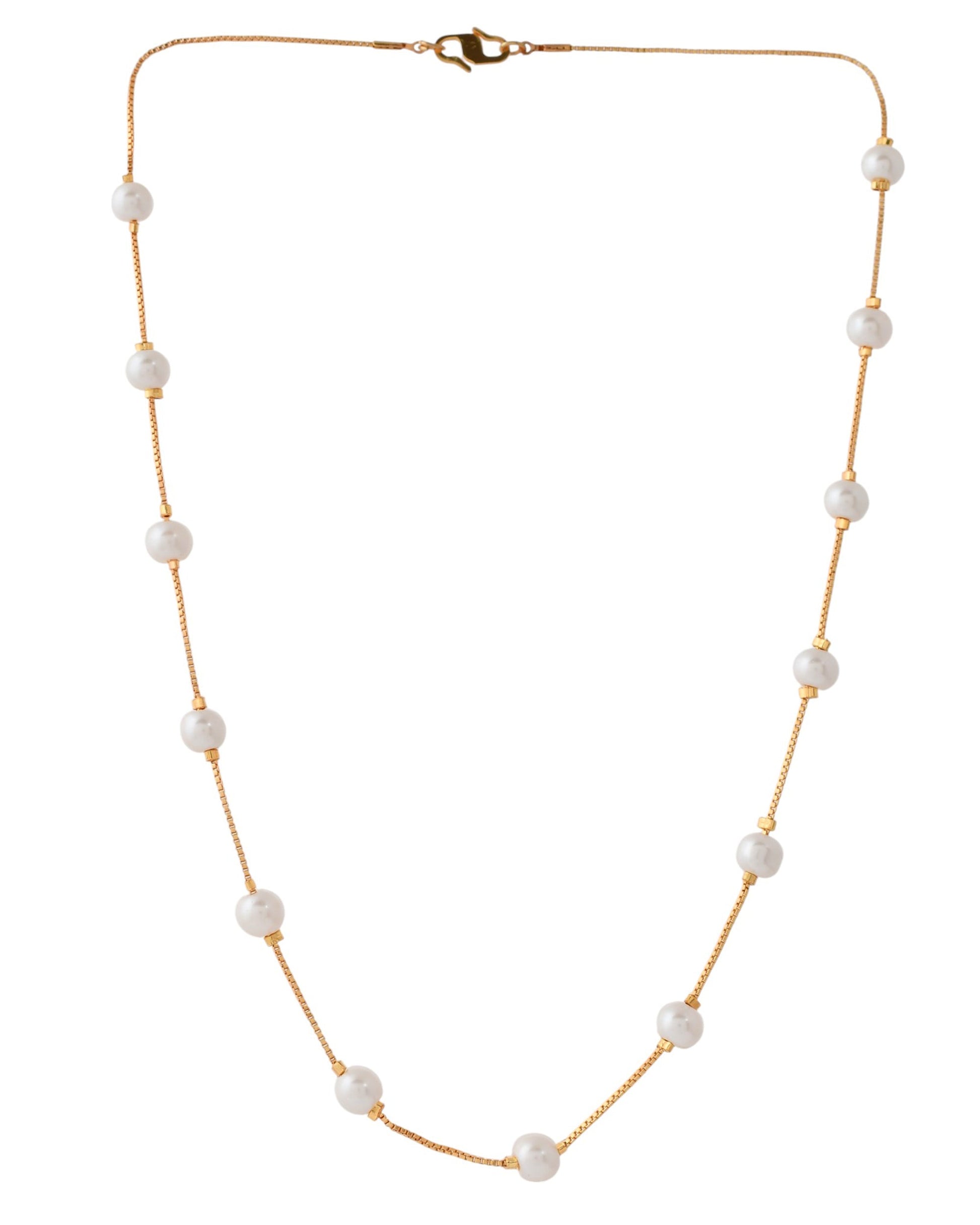 Jewels Nest Elegant Gold-Polished Pearl Chain Necklace – Timeless & Classic | Swadesiicart