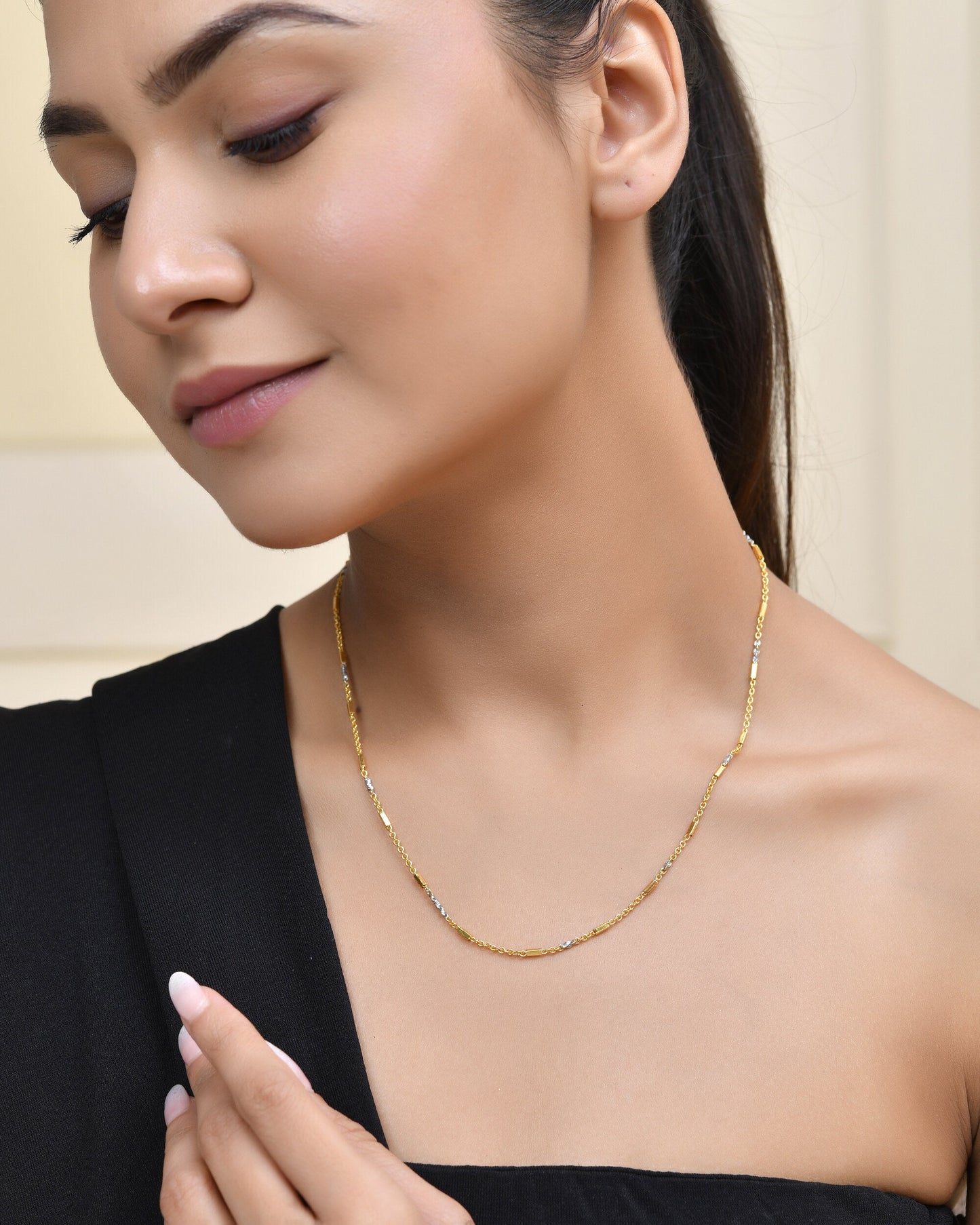 Jewels Nest Elegant Gold-Tone Dual-Tone Textured Chain for Men & Women | Swadesiicart