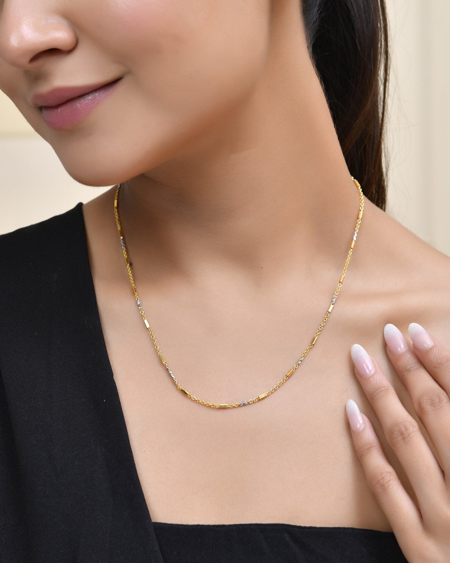 Jewels Nest Elegant Gold-Tone Dual-Tone Textured Chain for Men & Women | Swadesiicart