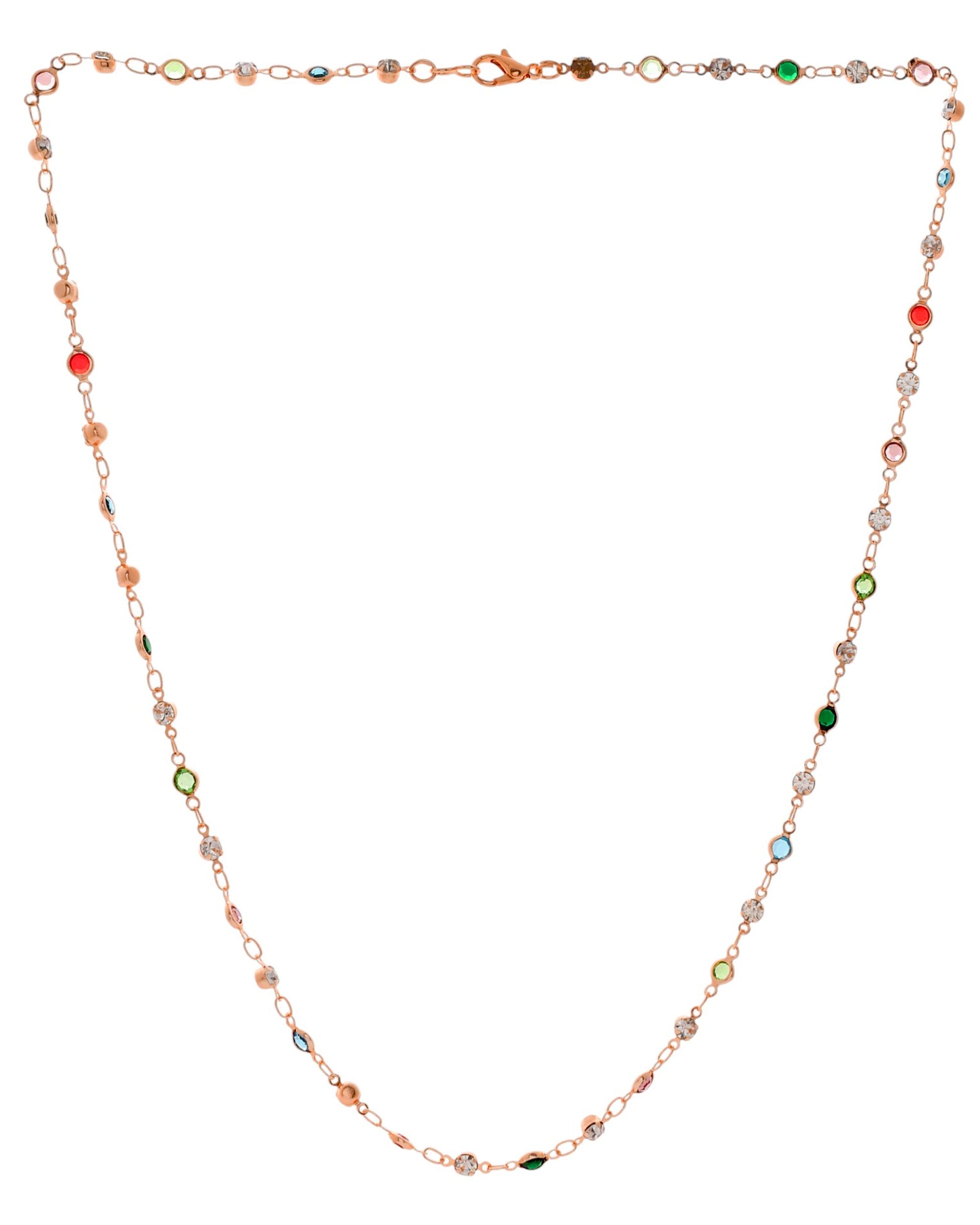 Jewels Nest Exquisite Gold-Tone Multi-Stone Embellished Chain for Men & Women | Swadesiicart