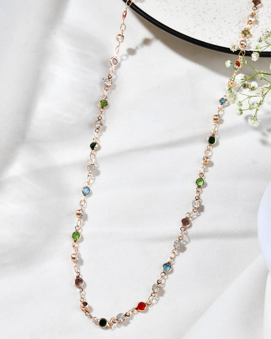Jewels Nest Exquisite Gold-Tone Multi-Stone Embellished Chain for Men & Women | Swadesiicart