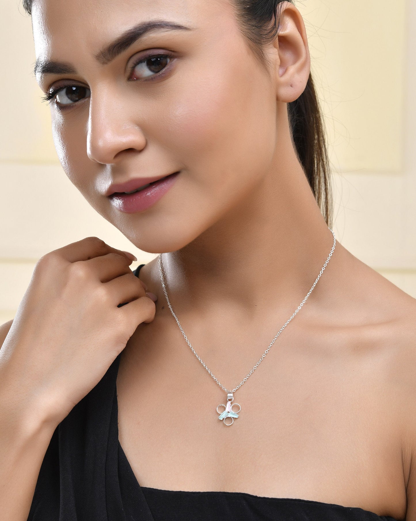 Jewels Nest Elegant Silver-Tone Butterfly Pendant Chain for Women & Girls | Swadesiicart