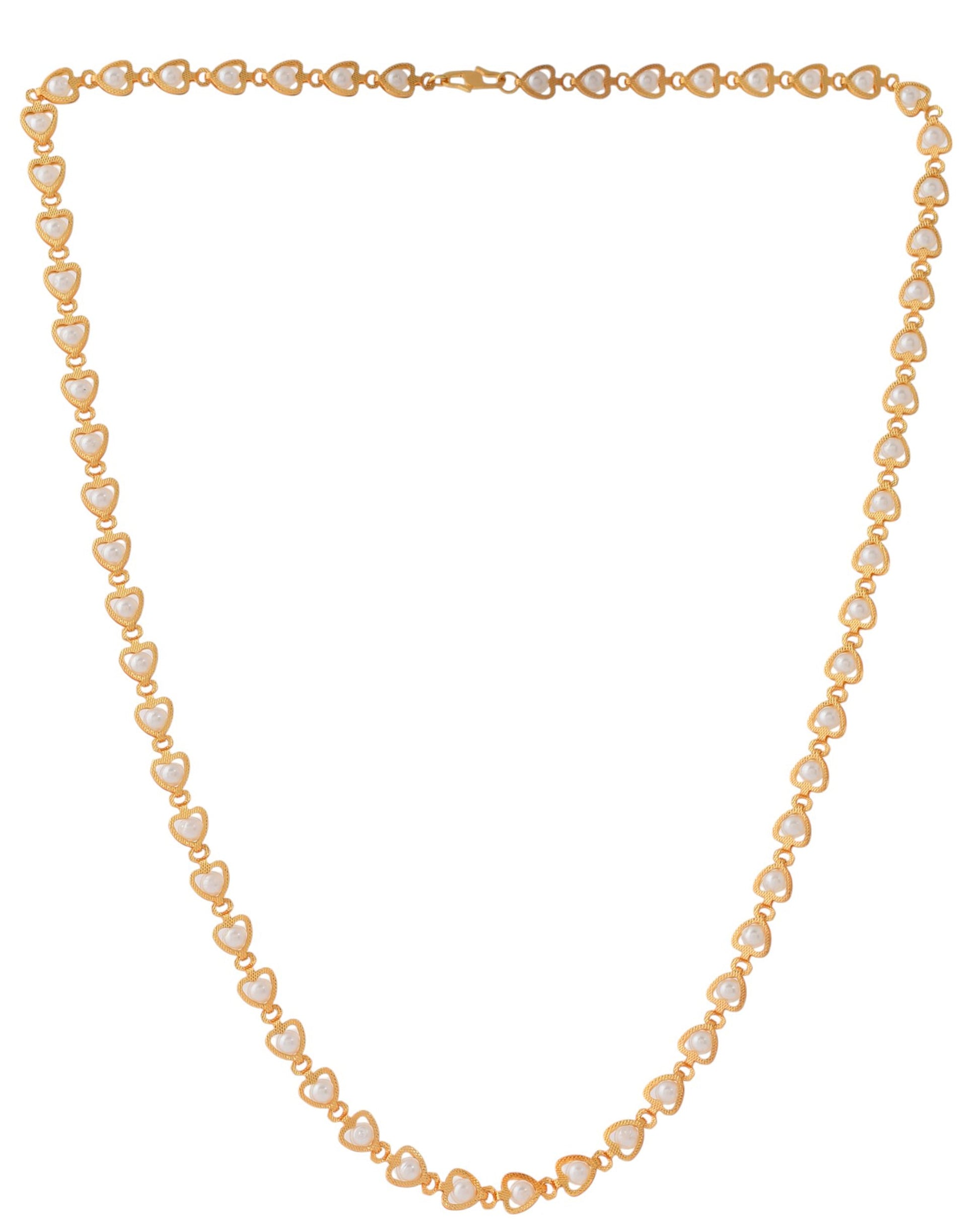 Jewels Nest Elegant Gold-Polished Pearl Chain for Women & Girls – Traditional Jewelry | Swadesiicart