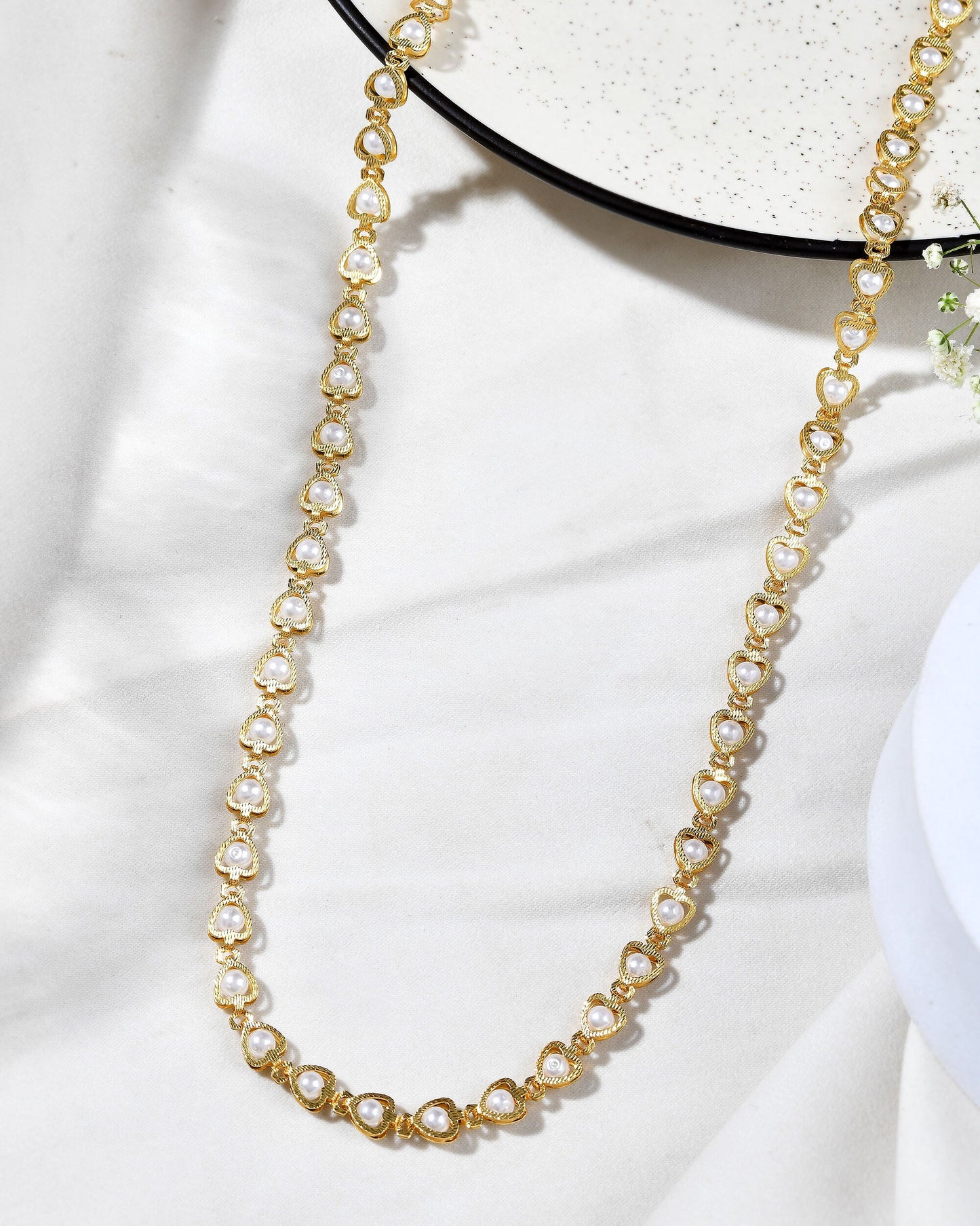Jewels Nest Elegant Gold-Polished Pearl Chain for Women & Girls – Traditional Jewelry | Swadesiicart