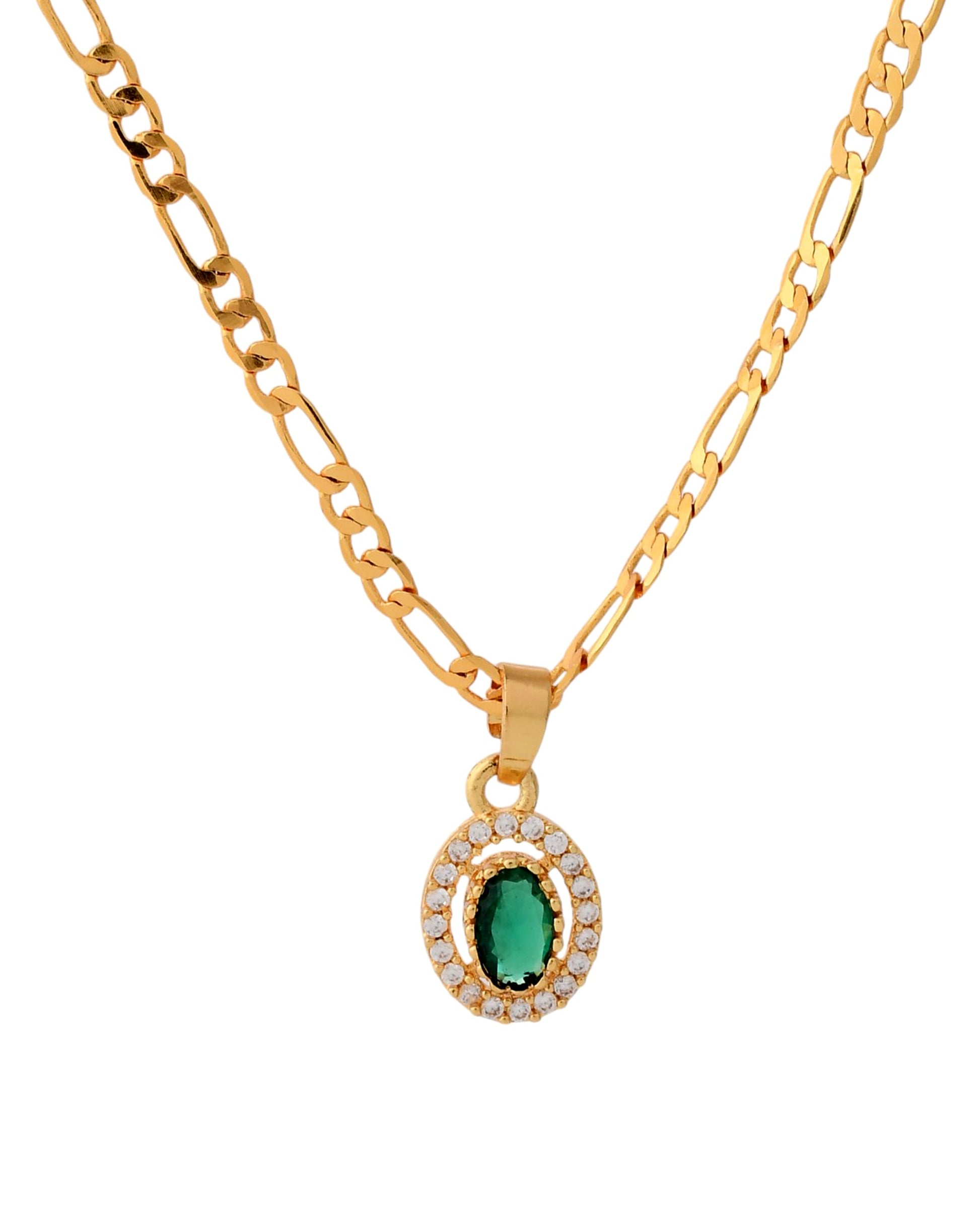 Jewels Nest Elegant Gold-Polished Green Stone Earring & Pendant Set – Royal Jewelry for Women | Swadesiicart