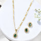 Jewels Nest Elegant Gold-Polished Green Stone Earring & Pendant Set – Royal Jewelry for Women | Swadesiicart