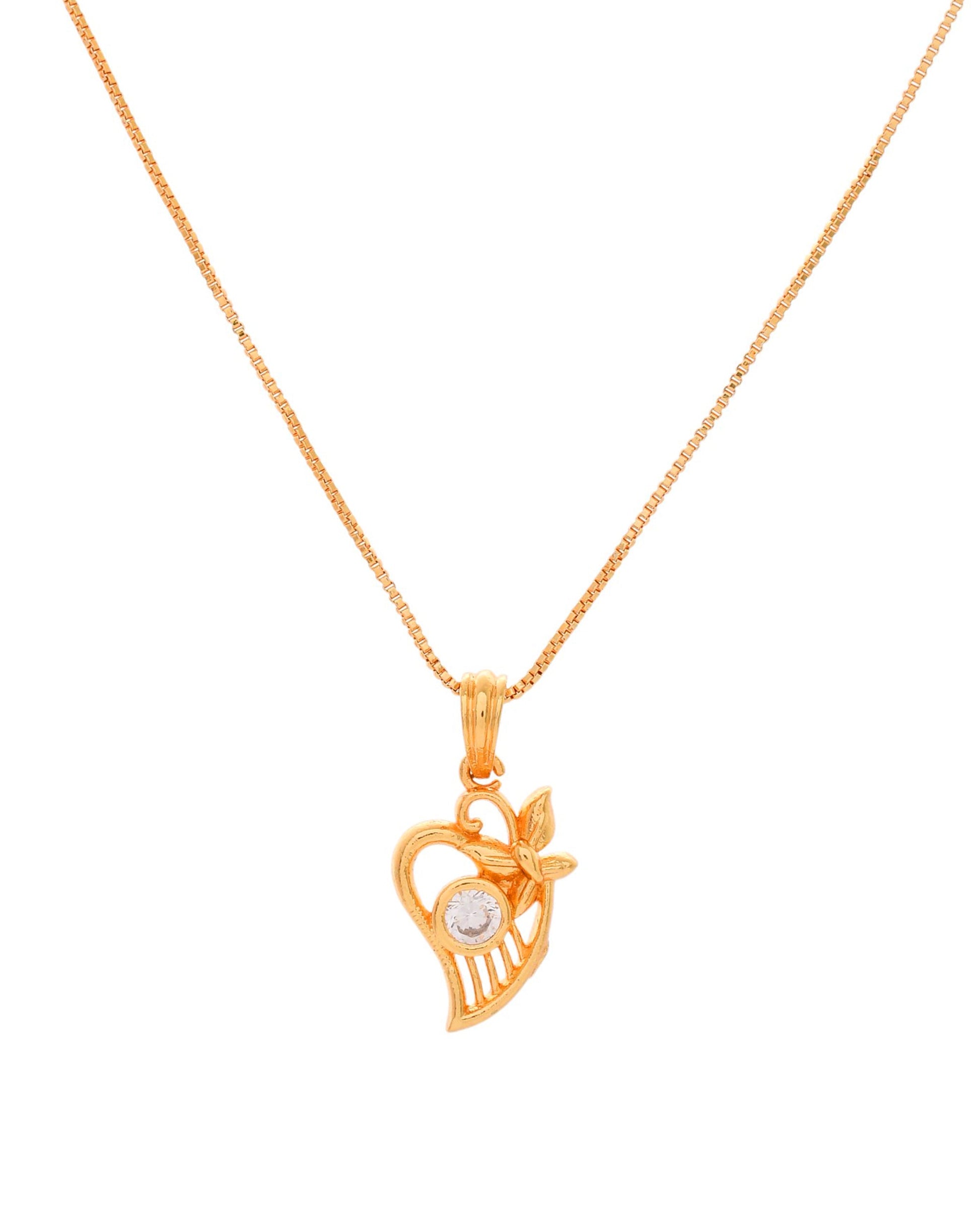 Jewels Nest Elegant Gold-Polished Couple Pendant Set | Swadesiicart