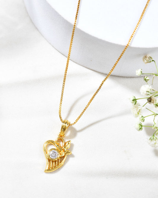 Jewels Nest Elegant Gold-Polished Couple Pendant Set | Swadesiicart