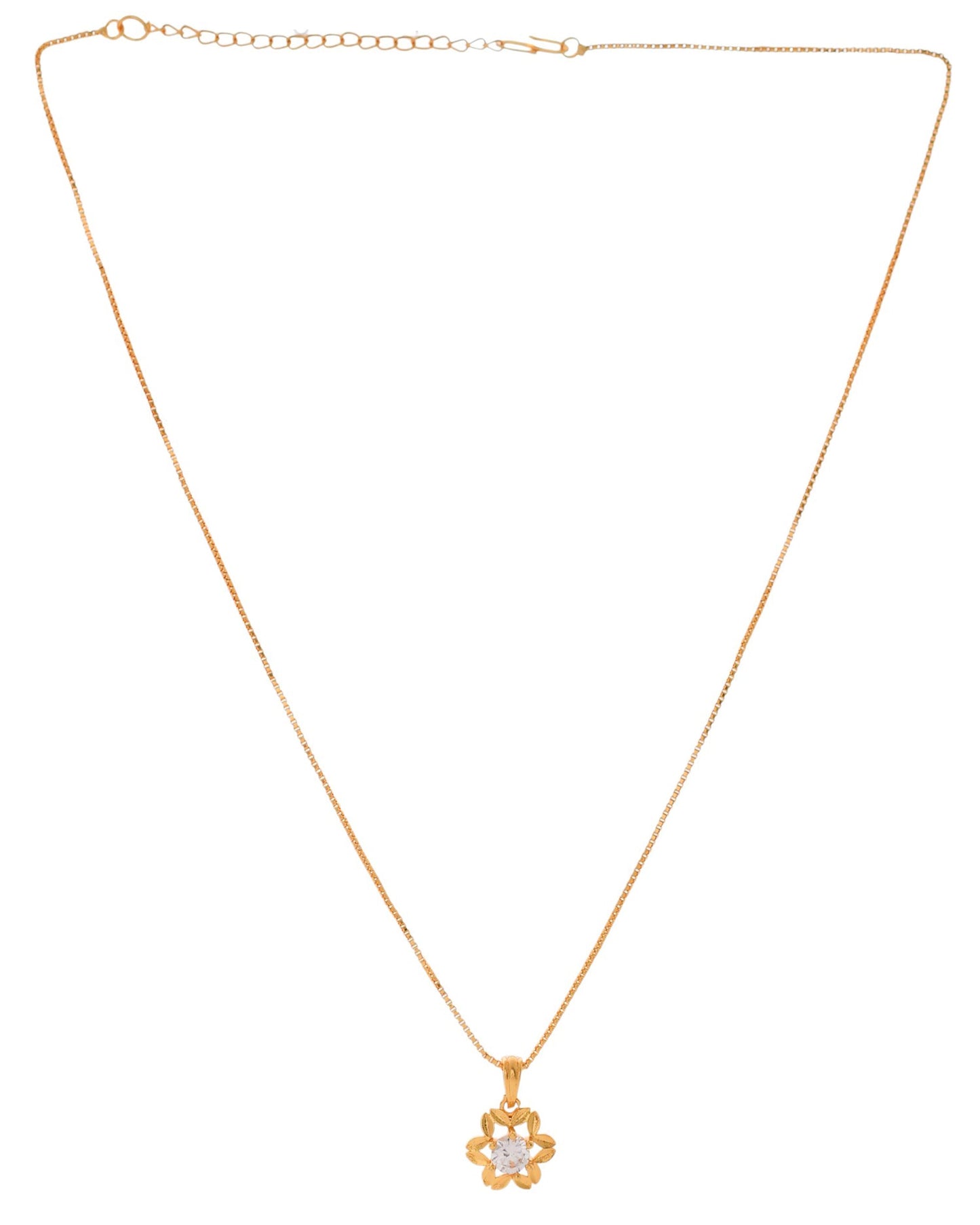 Jewels Nest Elegant Gold-Polished Floral Pendant with Sparkling Stone | Swadesiicart