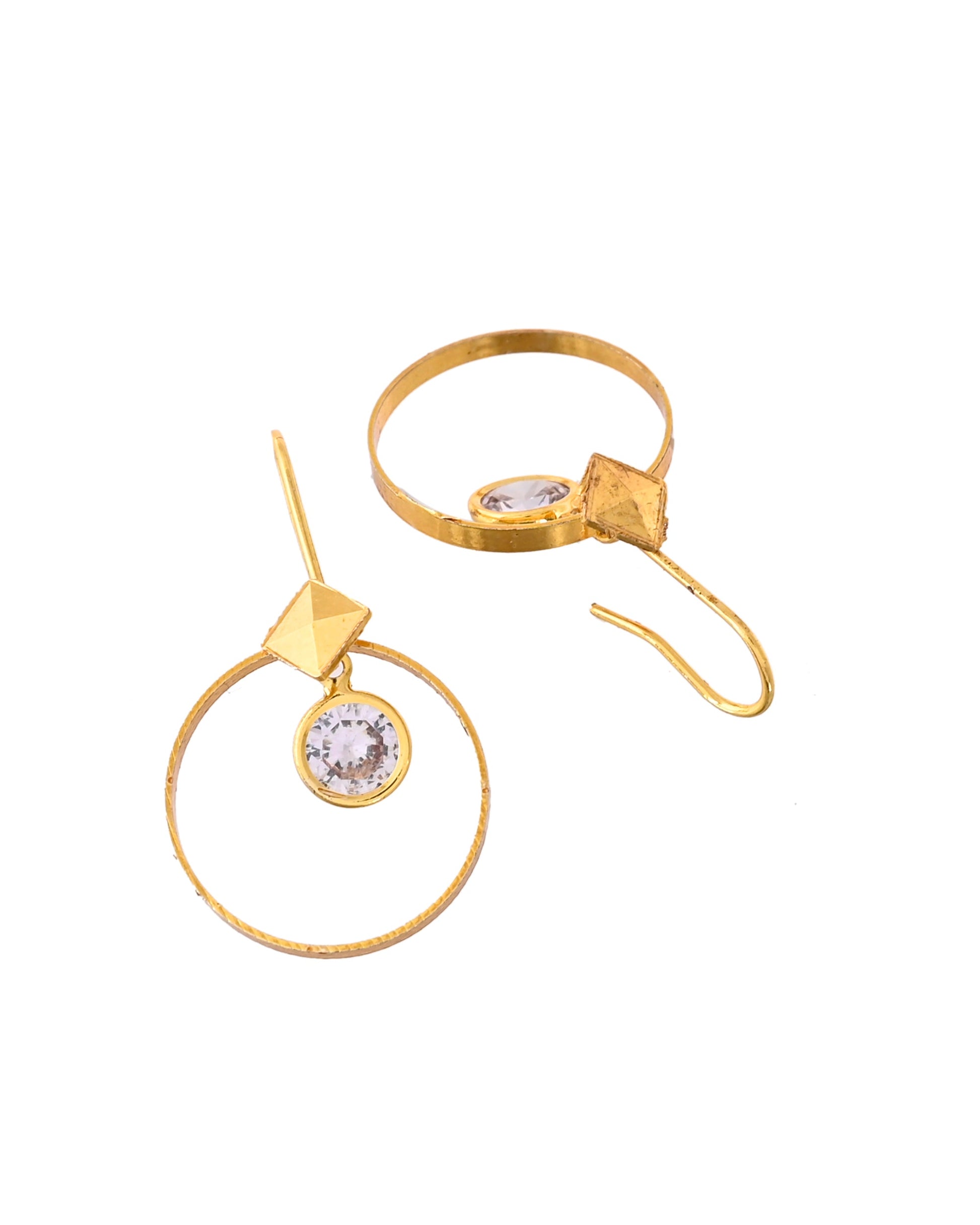 Jewels Nest Gold-Tone Hoop Earrings with Square Crystal Detailing - Swadesiicart