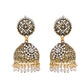 Jewels Nest Gold-Polished Pearl Jhumka Earrings – Traditional Ethnic Design - Swadesiicart