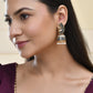 Jewels Nest Peacock-Inspired Gold-Polished Jhumka Earrings with Multicolor Stones - Swadesiicart