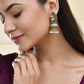 Jewels Nest Peacock-Inspired Gold-Polished Jhumka Earrings with Multicolor Stones - Swadesiicart