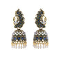 Jewels Nest Peacock-Inspired Gold-Polished Jhumka Earrings with Multicolor Stones - Swadesiicart