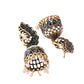 Jewels Nest Peacock-Inspired Gold-Polished Jhumka Earrings with Multicolor Stones - Swadesiicart