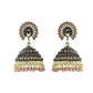 Jewels Nest Antique Gold-Polished Jhumka Earrings with Floral Detailing and Stone Embellishments - Swadesiicart