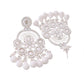 Jewels Nest Silver-Plated White Stone Chandelier Earrings with Floral and Beaded Detailing - Swadesiicart