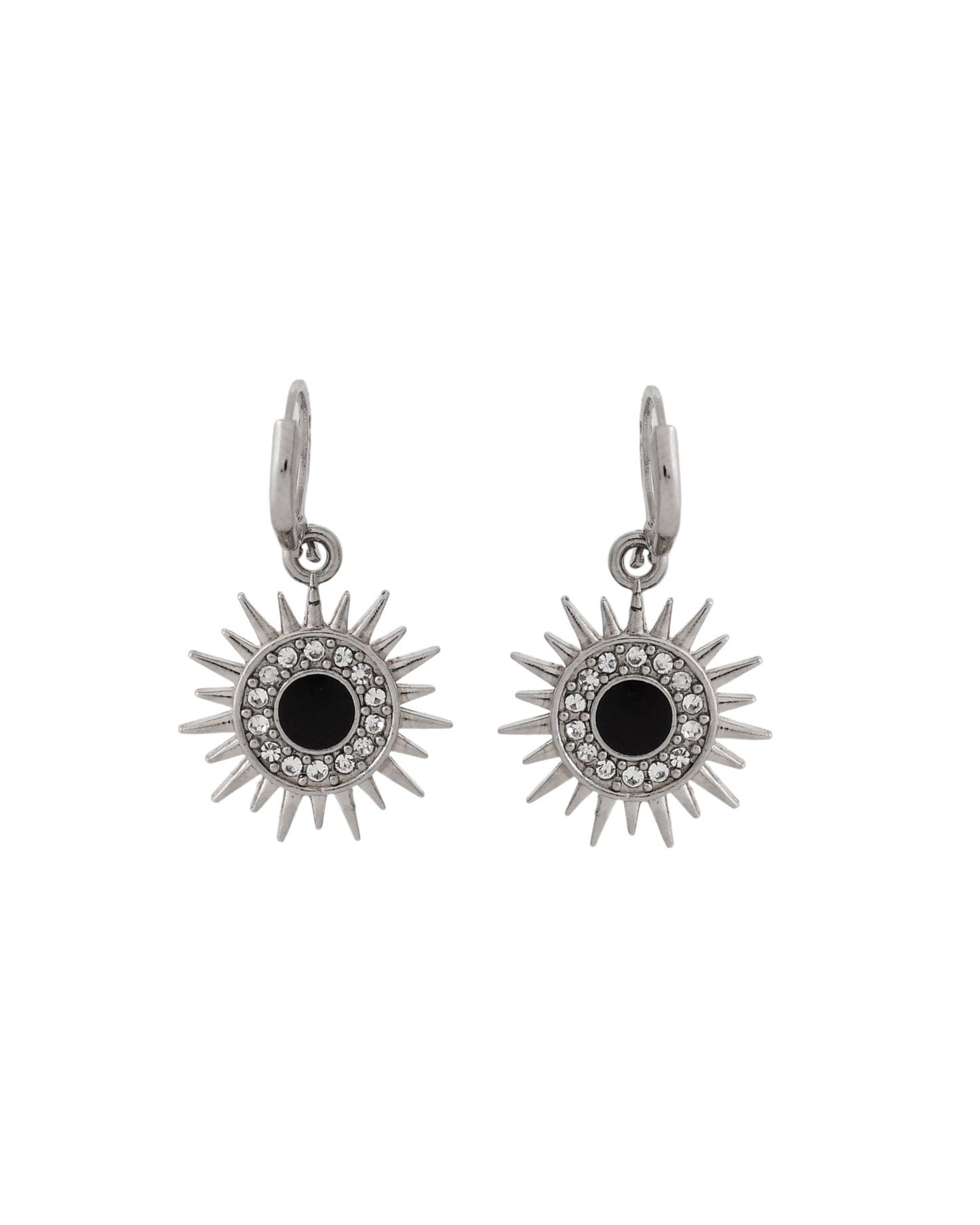 Jewels Nest Stainless Steel Evil Eye Sunburst Dangle Earrings with Crystal Embellishments - Swadesiicart
