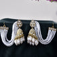 Jewels Nest Grand Traditional Gold and Pearl Jhumka Earrings with Kundan and Layered Pearl Strings - Swadesiicart