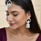 Jewels Nest Silver-Plated Crystal Embellished Jhumka Earrings with Circular Hoops - Swadesiicart