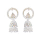 Jewels Nest Silver-Plated Crystal Embellished Jhumka Earrings with Circular Hoops - Swadesiicart