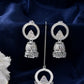 Jewels Nest Silver-Plated Crystal Embellished Jhumka Earrings with Circular Hoops - Swadesiicart