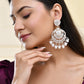 Jewels Nest Silver-Plated Grand Chandbali Earrings with Pearl and Kundan Work - Swadesiicart