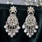 Jewels Nest Pearl-Embellished Kundan Teardrop Earrings with Floral Detailing - Swadesiicart