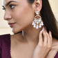 Jewels Nest Gold-Polished Hoop Earrings with Kundan and Pearl Hangings - Swadesiicart