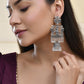 Jewels Nest Antique Silver Temple Jhumka Earrings with Intricate Detailing - Swadesiicart
