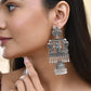 Jewels Nest Antique Silver Temple Jhumka Earrings with Intricate Detailing - Swadesiicart