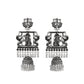 Jewels Nest Antique Silver Temple Jhumka Earrings with Intricate Detailing - Swadesiicart