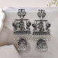 Jewels Nest Antique Silver Temple Jhumka Earrings with Intricate Detailing - Swadesiicart