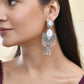 Jewels Nest Oxidized Silver Half Moon Jhumka Earrings with Intricate Design - Swadesiicart