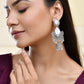 Jewels Nest Oxidized Silver Half Moon Jhumka Earrings with Intricate Design - Swadesiicart