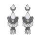 Jewels Nest Oxidized Silver Half Moon Jhumka Earrings with Intricate Design - Swadesiicart