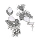 Jewels Nest Oxidized Silver Half Moon Jhumka Earrings with Intricate Design - Swadesiicart