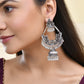 Jewels Nest Boho Floral Jhumka Earrings with Iridescent Stones - Swadesiicart