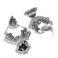 Jewels Nest Boho Floral Jhumka Earrings with Iridescent Stones - Swadesiicart